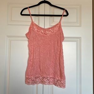 Maurices Size L Pink Lace Crinkle Cami